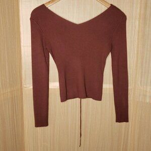 HWA Apparel Long Sleeve Ribbed Lace Up Crop Top